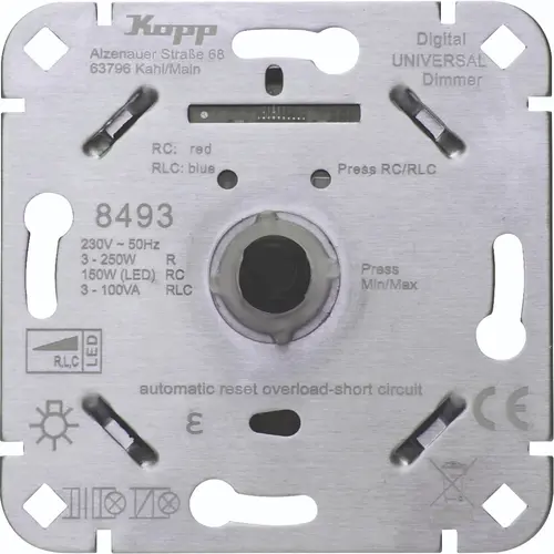 Kopp 849300512 LED-draaidimmer universeel met druk-wisselschakelaar 3-150W