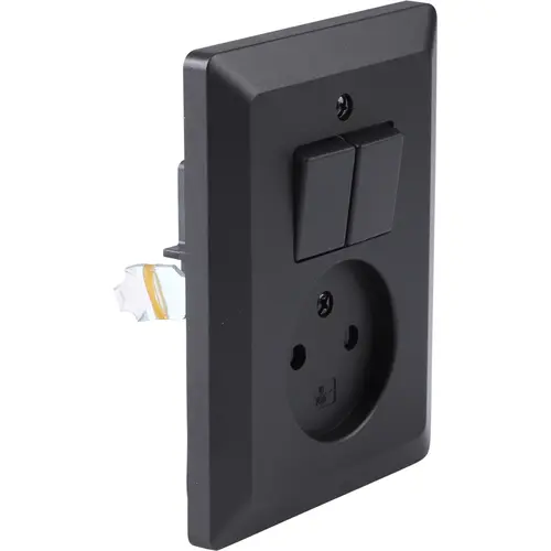 Q-Link 01.094.70 inbouw combinatie wandcontactdoos-serieschakelaar zonder randaarde zwart mat
