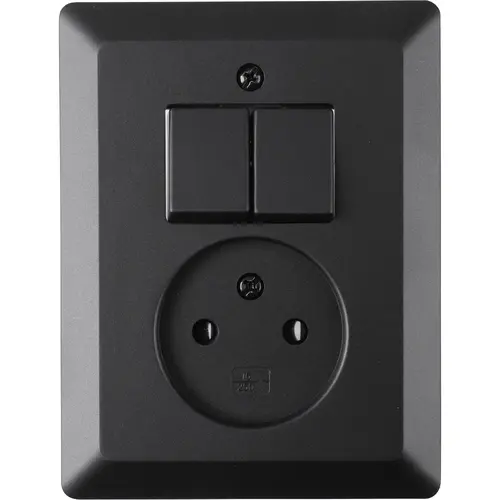 Q-Link 01.094.70 inbouw combinatie wandcontactdoos-serieschakelaar zonder randaarde zwart mat