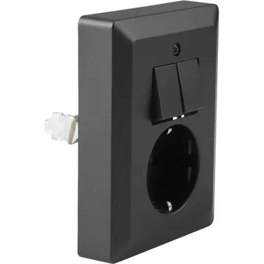 Q-Link 01.094.69 inbouw combinatie wandcontactdoos-serieschakelaar met randaarde zwart mat