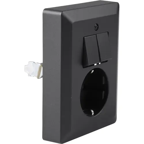 Q-Link 01.094.69 inbouw combinatie wandcontactdoos-serieschakelaar met randaarde zwart mat