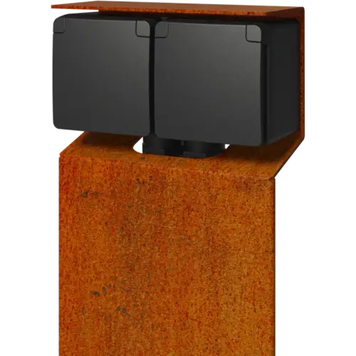 Niko 762-36855 Hydro tuinpaal essential met wandcontactdoos 2-voudig randaarde cortenstaal IP55