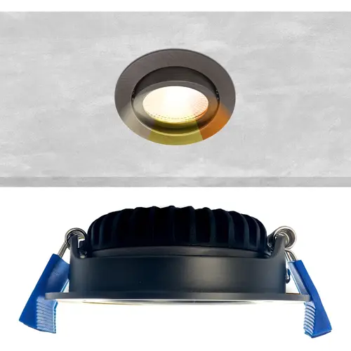 EcoDim ED-10104 LED-inbouwspot IP54 dimbaar 75mm rond 2700-3000K dim-to-warm gun metal