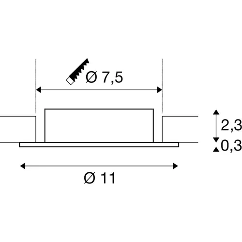SLV 1007631 NEW TRIA 75 XL inbouwring zwart IP20