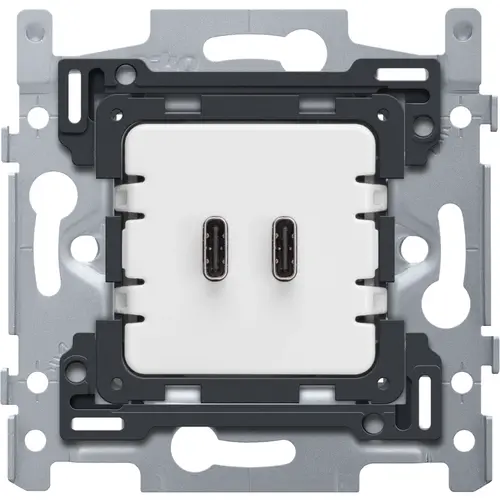 Niko 420-00521 dubbele smart USB-lader type C met snellaadfunctie Power Delivery 65W zonder klauwbevestiging