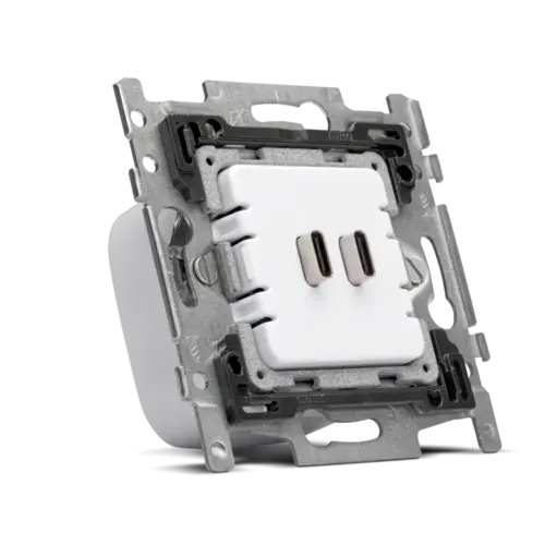 Niko 420-00521 dubbele smart USB-lader type C met snellaadfunctie Power Delivery 65W zonder klauwbevestiging