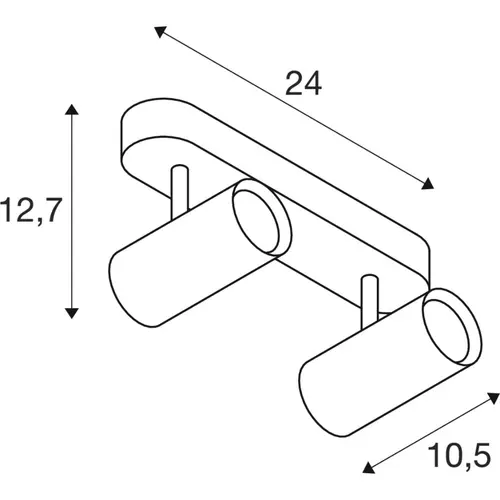 SLV 1008719 wand- en plafondopbouwarmatuur noblo cw double LED 12W 2700K dimbaar zwart IP20