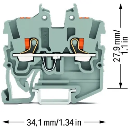 Wago 2250-1201 MINI-rijgklem 2-draads met drukknop 1 mm² grijs