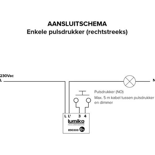 Klemko BIKKEL Lumiko 890300 inbouw LED-dimmer drukknop RC 200W drukker blauw