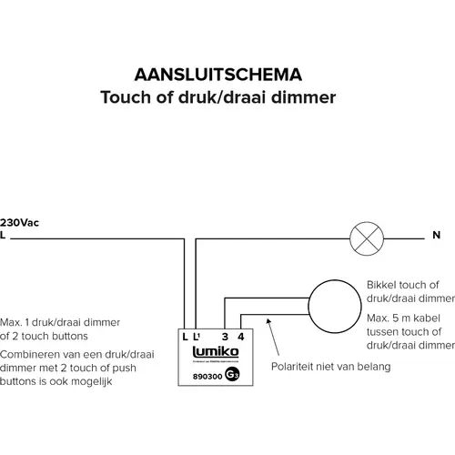 Klemko BIKKEL Lumiko Bikkel G3 LED mini LED-dimmer 200W