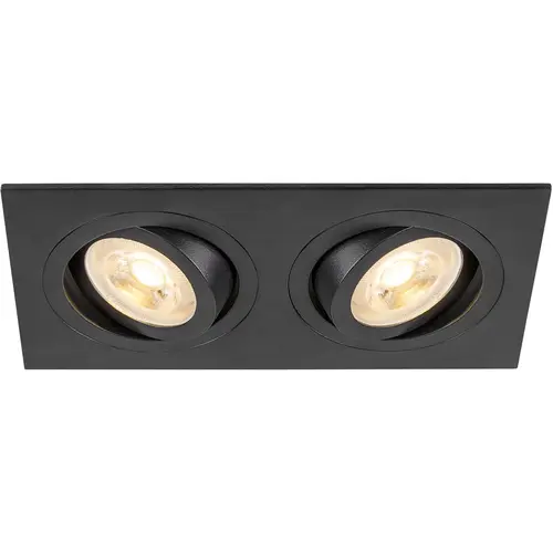 SLV 1008510 NEW TRIA 155 plafondinbouwarmatuur vierkant 2x GU10 fitting zwenkbaar zwart IP20 excl. lichtbron