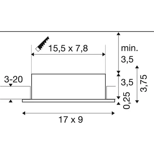 SLV 1008510 NEW TRIA 155 plafondinbouwarmatuur vierkant 2x GU10 fitting zwenkbaar zwart IP20 excl. lichtbron