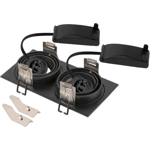 SLV 1008510 NEW TRIA 155 plafondinbouwarmatuur vierkant 2x GU10 fitting zwenkbaar zwart IP20 excl. lichtbron