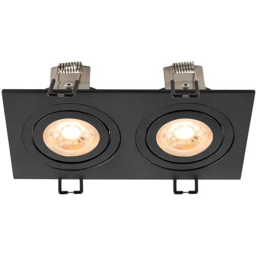 SLV 1008510 NEW TRIA 155 plafondinbouwarmatuur vierkant 2x GU10 fitting zwenkbaar zwart IP20 excl. lichtbron