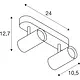 SLV 1008707 NOBLO double wand- en plafondopbouwspots dim to warm 15W zwart
