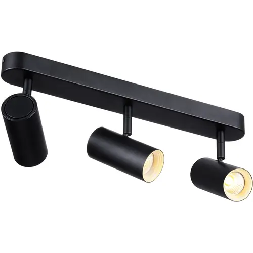 SLV 1008714 NOBLO triple wand- en plafondopbouwspot 19W rond 3000K zwart IP20