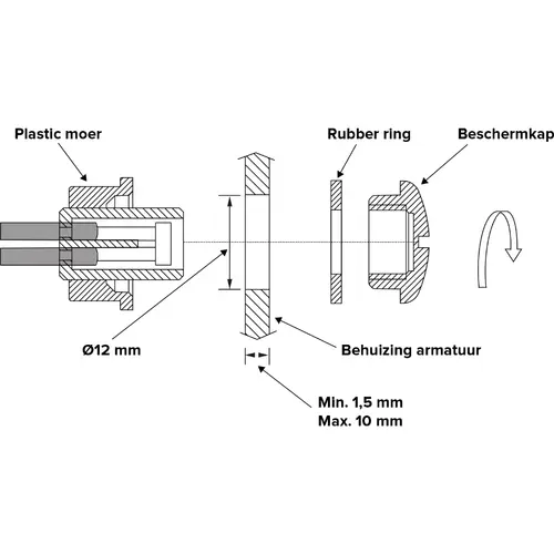 Klemko IBE-12/LI Lumiko inbouw LED schemerschakelaar 240V max. 50W IP65 wit
