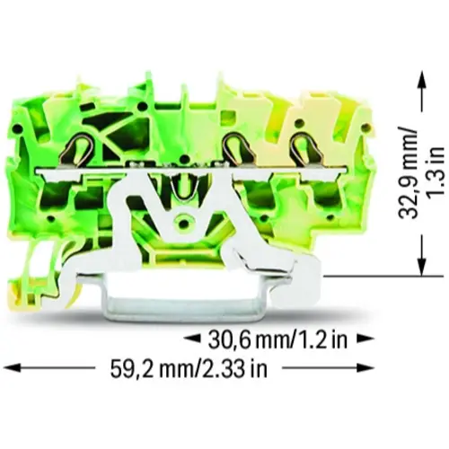 Wago 2002-1307 3-draads aardklem 2,5mm² geschikt voor Ex e II-toepassingen
