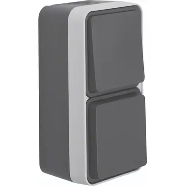 Hager Berker WNC080 W1 combinatie wisselschakelaar en wandcontactdoos compleet grijs
