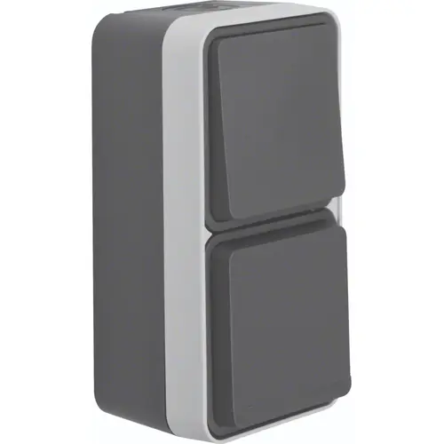Hager Berker WNC080 W1 combinatie wisselschakelaar en wandcontactdoos compleet grijs