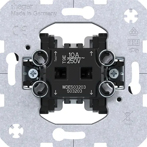 Hager Berker WDE503203 pulsdrukker verbreekcontact en maakcontact 2x ingang 10A met spreidklemmen