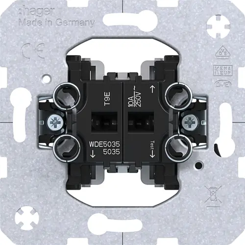 Hager Berker WDE5035 serie pulsdrukker 2x maakcontact 1x ingang 10A met spreidklemmen