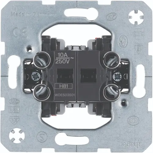 Hager Berker WDE503501 serie pulsdrukker verbreekcontact en maakcontact 2x ingang 10A met spreidklemmen