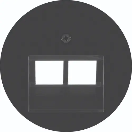 Hager Berker WLF1008BG centraalplaat RJ45 wandcontactdoos 2-voudig R1/R3/R8 zwart