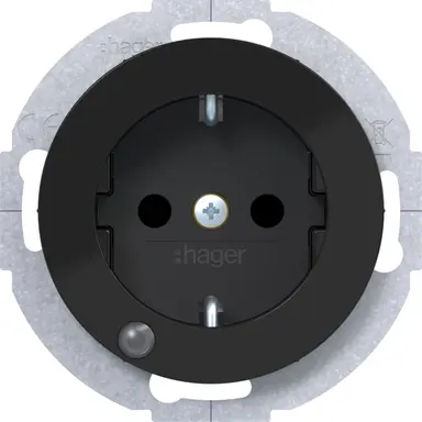 Hager Berker WLS1463BG wandcontactdoos controle-LED R1/R3/R8 zwart