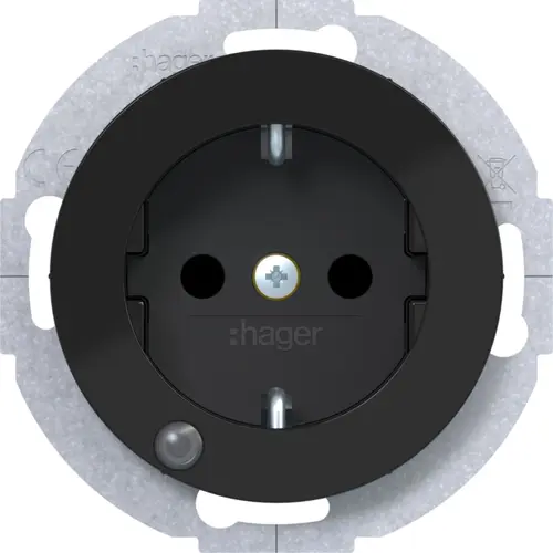 Hager Berker WLS1463BG wandcontactdoos controle-LED R1/R3/R8 zwart