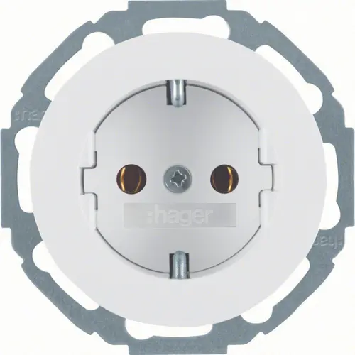 Hager Berker WLS1100WG wandcontactdoos randaarde R.Classic wit