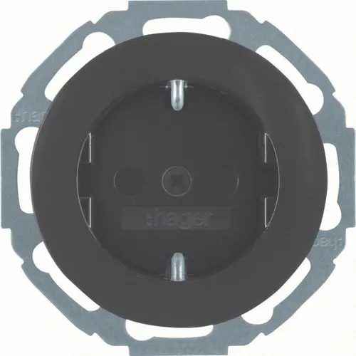 Hager Berker WLS1200BG wandcontactdoos randaarde kindveilig R.Classic zwart