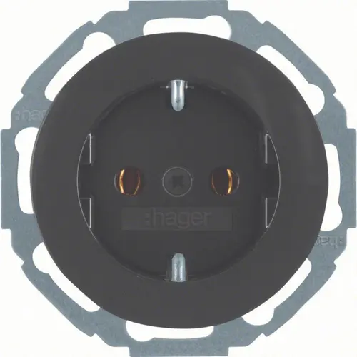 Hager Berker WLS1300BG wandcontactdoos randaarde schroef R.Classic zwart