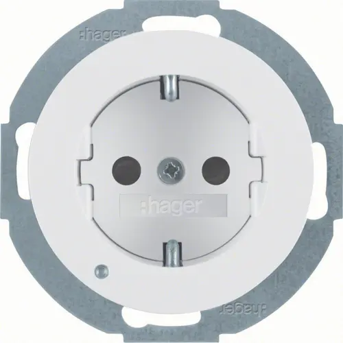 Hager Berker WLS1462WG wandcontactdoos randaarde kindveilig LED-orientatielicht R1/R3/R8 wit