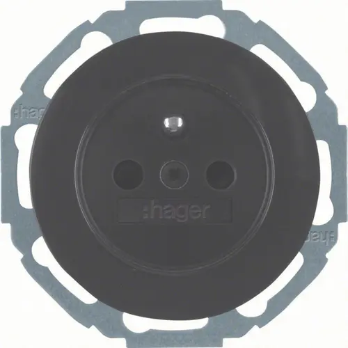 Hager Berker WLS1600BG wandcontactdoos penaarde kindveilig R.Classic zwart