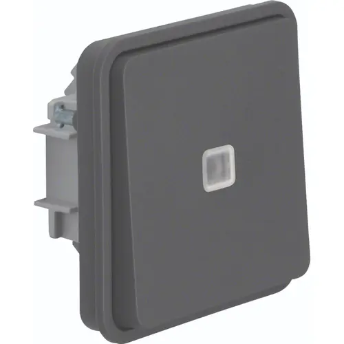 Hager Berker WNA021 W1 pulsdrukker wisselcontact blauw verlicht bovendeel grijs