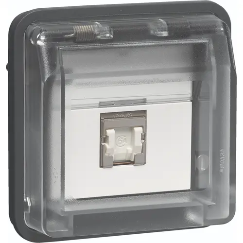 Hager Berker WNA226 W1 data-aansluiting CAT6 RJ45 1-voudig bovendeel grijs