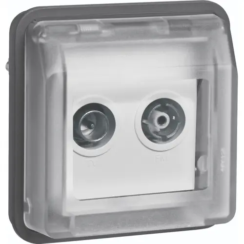 Hager Berker WNA253 W1 COAX antenne wandcontactdoos einddoos bovendeel grijs