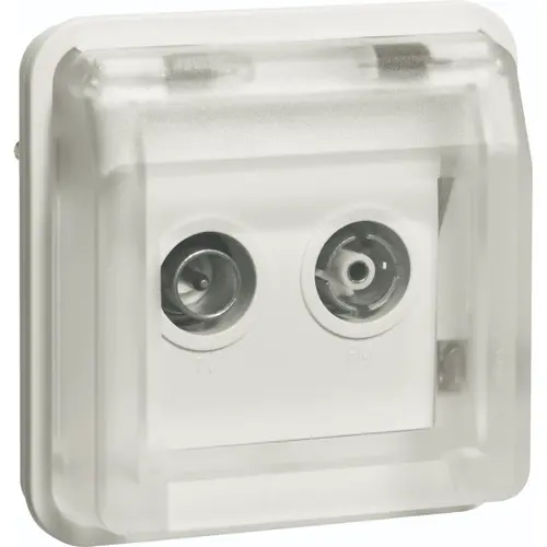 Hager Berker WNA253B W1 COAX antenne wandcontactdoos einddoos bovendeel wit