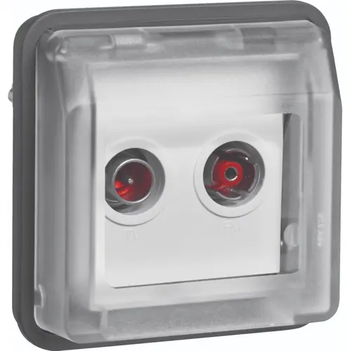 Hager Berker WNA254 W1 COAX antenne wandcontactdoos rijgdoos bovendeel grijs