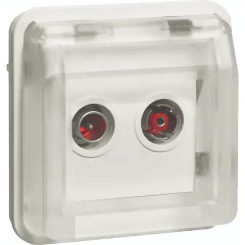 Hager Berker WNA254B W1 COAX antenne wandcontactdoos rijgdoos bovendeel wit
