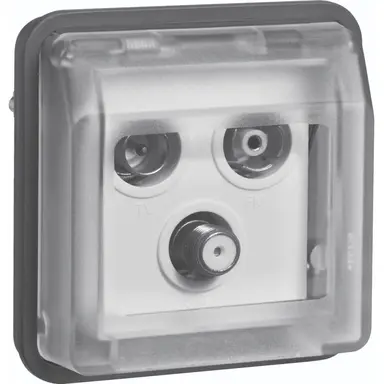 Hager Berker WNA257 W1 COAX satelliet wandcontactdoos einddoos bovendeel grijs