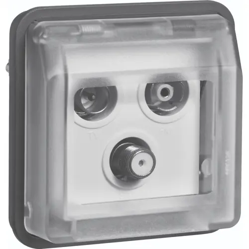 Hager Berker WNA257 W1 COAX satelliet wandcontactdoos einddoos bovendeel grijs