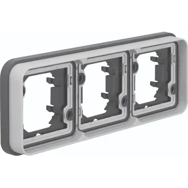 Hager Berker WNA403 W1 afdekraam voor inbouwmontage 3-voudig horizontaal grijs