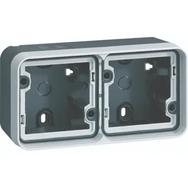 Hager Berker WNA672 W1 opbouwbehuizing 2-voudig horizontaal 2x invoer grijs