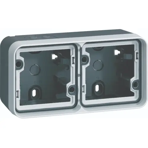 Hager Berker WNA672 W1 opbouwbehuizing 2-voudig horizontaal 2x invoer grijs