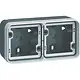 Hager Berker WNA672 W1 opbouwbehuizing 2-voudig horizontaal 2x invoer grijs