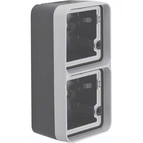 Hager Berker WNA676 W1 opbouwbehuizing 2-voudig verticaal grijs