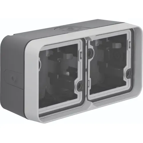 Hager Berker WNA685 W1 opbouwbehuizing 2-voudig horizontaal 4x invoer grijs