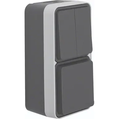 Hager Berker WNC081 W1 combinatie serieschakelaar en wandcontactdoos compleet grijs